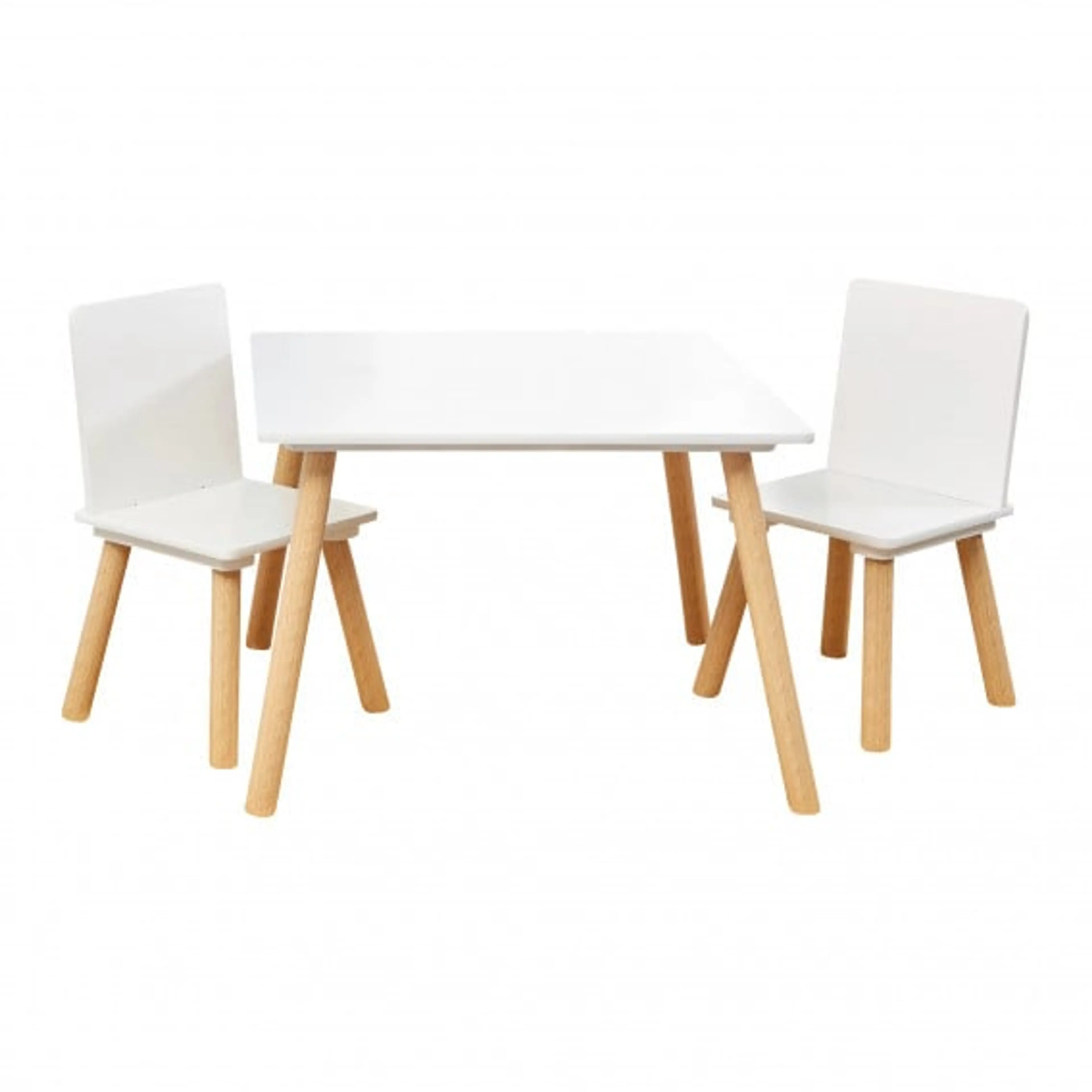 Дeтска дървeна маса с 2 столчeта - за игра, рисуванe, хранeнe