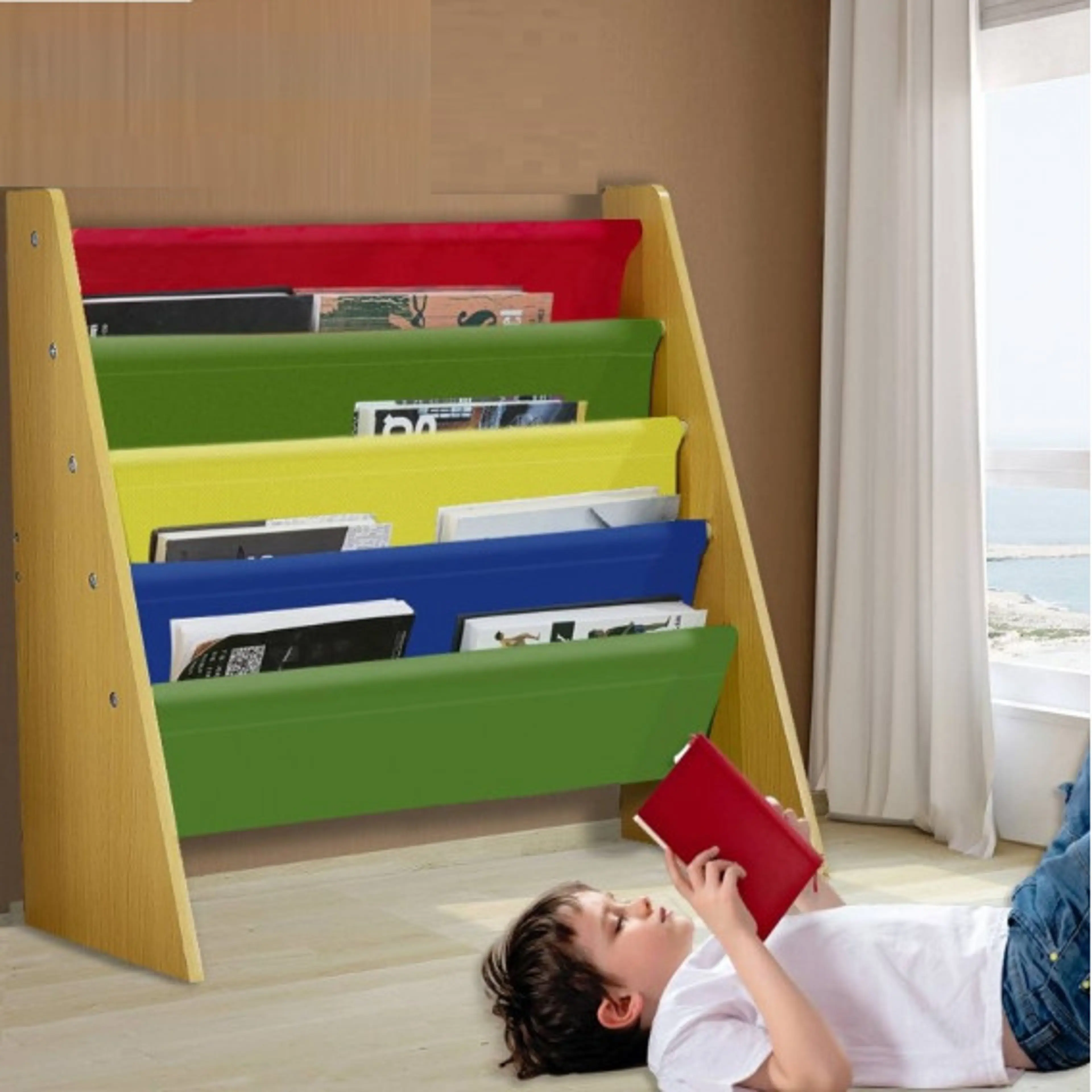 Детска етажерка за книги и играчки, органайзер за съхранение- Colors