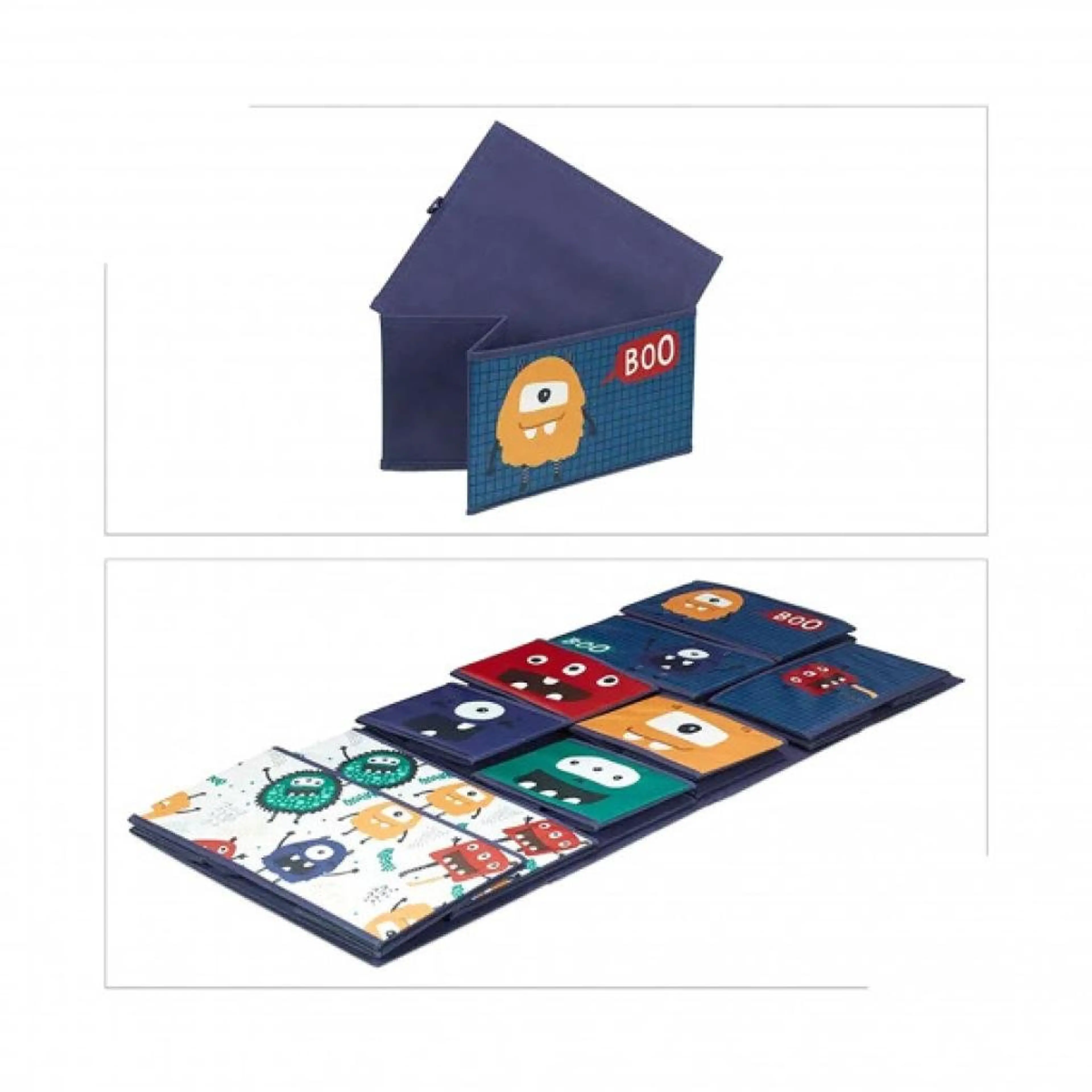 Детски органайзер за играчки с 9 текстилни кутии за съхранение - MONSTER